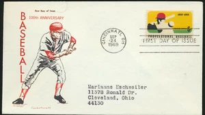 1381 CachetCraft Cachet 1969 Professional Baseball First Day  typed address - Picture 1 of 1