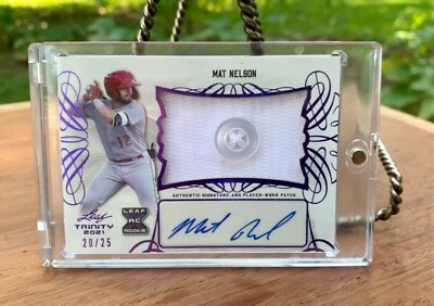 2021 Leaf Trinity Mat Nelson Rookie Auto Button Patch #D 20/25 Purple - Image 1 of 4