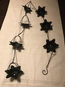 6.5 Ft Gutter Rain Chain Decorative Downspout Substitution Black Lily Flowers - Picture 1 of 7