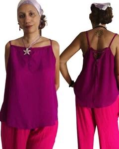 Zenobia Purple Fuchsia Sheer Spaghetti Straps Cami Tunic Tank Top Women's Sz 2XL - Picture 1 of 12