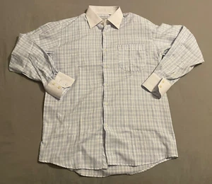 Cavellini Italy Shirt 15.5 (34/35) White with Blue Stripes Long Sleeve - Picture 1 of 9