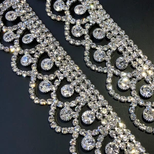 Crystal Chain Crystals Rhinestone Flower Fringe Tassel Trim Wedding Sewing Craft - Picture 1 of 4