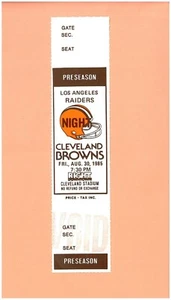 Los Angeles Raiders @ Cleveland Browns 8-30-1985 NFL ticket Topps Bernie Kosar C - Picture 1 of 2