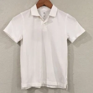 Gap Boys M 8 Polo Shirt White Short Sleeve 100% Cotton School Preppy Minimalist - Picture 1 of 10