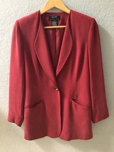 Via Seta Women's 100% Silk Lined Slim Blazer Rust Brown Shawl 1 Button Size 4 - Picture 1 of 3