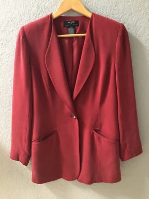 Blazer para mujer Via Seta 100 % seda forrado ajustado chal marrón óxido 1 botón talla 4 Foto 1 de 3