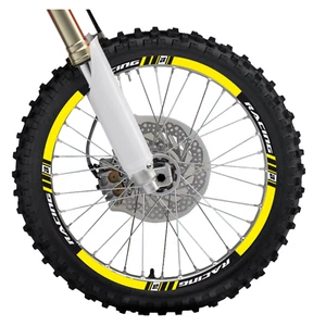 18 Adesivi in PVC Retrostampato GIALLI Personalizzazione Cerchi Ruote Moto Cross - Foto 1 di 3