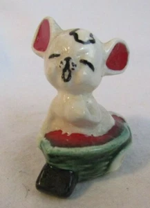 VINTAGE MINIATUR PORZELLAN MAUS IM BOOT - Bild 1 von 4