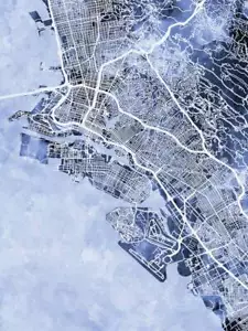 Póster - Mapa de Oakland, calles abstractas modernas de la ciudad, 4 tamaños - Imagen 1 de 25