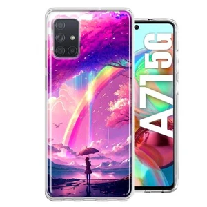 Funda a prueba de golpes para Samsung Galaxy A71 4G flor de cerezo arco iris niña - Imagen 1 de 6