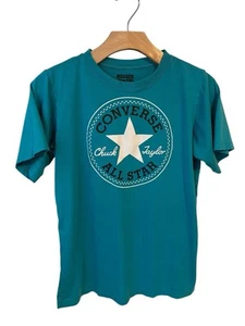 Converse All-Star T-Shirt Youth Size L 12-13 Years Teal Short Sleeve Logo Tee - Picture 1 of 8