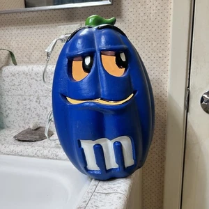 Vtg 1999 Blue M&M Light-up Blow Mold Pumpkin Jack-o-Lantern Halloween 12" Clean! - Picture 1 of 5