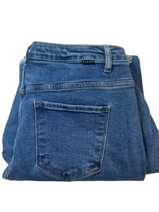 RISEN JEANS 1XL 35x26.5 High Rise Frayed Ankle Flare Hem Bootcut Denim Boutique - Picture 1 of 11