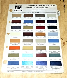 Rinshed Mason 1979 AMC & FORD Interior Auto Paint Chip Color Chart chips codes - Bild 1 von 8