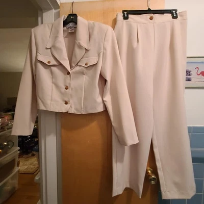 复古 LaBelle A Liz Claiborne CO. 中号米色长裤 — 第 1/4 张图片