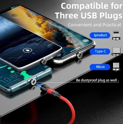 Magnetic Charger Cable Phone Fast Charging Type C Micro USB iPhone 3 Cables - Image 1 of 4