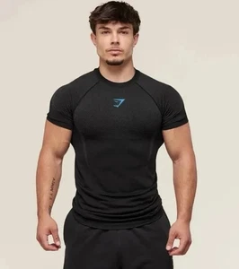 GRANDE - Camiseta sin costuras Gymshark Onyx 5.0 - Negra/Gris Onyx - NUEVA - Imagen 1 de 1