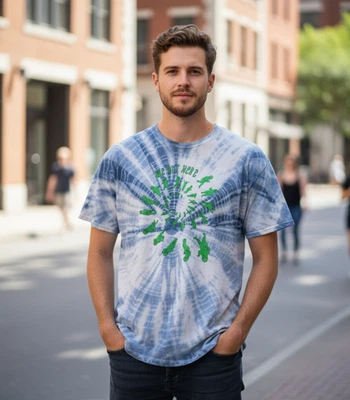 RIPNDIP We Out Here Alien Tie-Dye Tee Mens XL Blue Sci-Fi Streetwear Distressed - Image 1 of 4