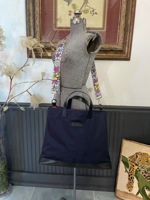 BAEKGAARD OLIVER Metro 托特包海军蓝帆布黑色皮革 💛🎀 — 第 1/4 张图片