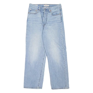 Pantalones de mezclilla LEVI'S Rib Cage tobillo GRANDES E para mujer azules rectos lavado a piedra W29 L27 - Imagen 1 de 6