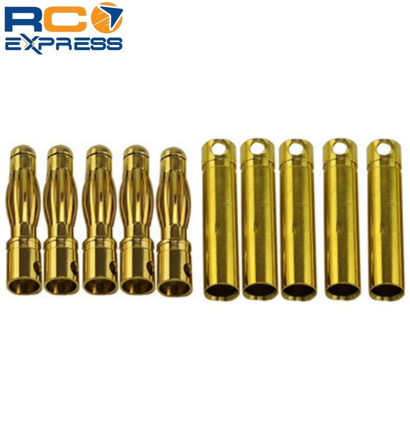 Racers Edge 4mm Gold Plated Banana Plugs, Male & Female 5 Pair RCE1664 - Image 1 of 1