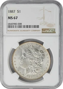 1887 Morgan Silver Dollar $ MS67 NGC 949924-3 - Picture 1 of 4