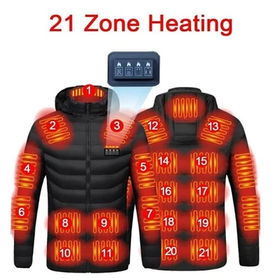 Men 21 Areas Heated Jacket USB Electric Heating Vest Winter Outdoor Warm Coat - Image 1 of 4