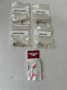 Konvolut 6 Edelstahl Körperschmuck Barbells mit Edelsteinen und Perlen. - Bild 1 von 1