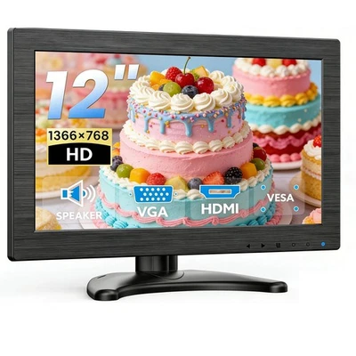 Eyoyo 12-Inch Small HD Monitor 1366x768 HDMI/VGA Low Eye Strain - Office/Gaming​ - Image 1 of 4