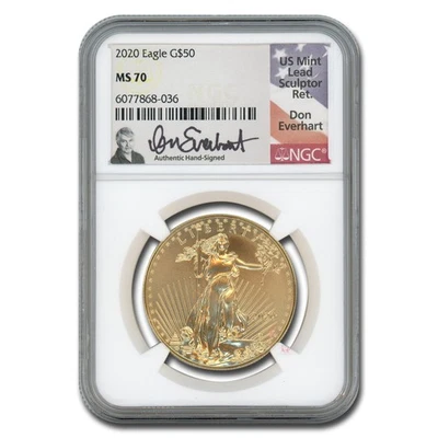 2020 1 oz American Gold Eagle MS-70 NGC (Don Everhart Signed) - Image 1 of 3