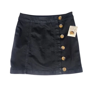 Free People Skirt Womens Size 4 Little Daisies Mini Skirt Black Denim Bottoms - Picture 1 of 9