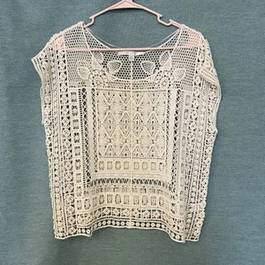 Lauren Conrad Size Medium Crocheted Cotton Sleeveless Top Bohemian Cottage Core - Picture 1 of 4