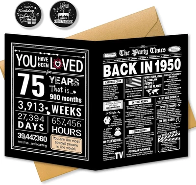 75th Birthday Card, 75th Birthday Decorations Women Men, 75th Birthday Gifts for - Image 1 of 4