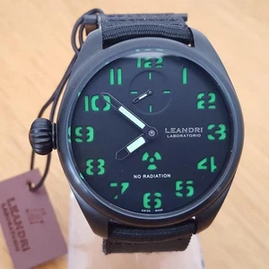Herren XXL Military Swiss Leandri Laboratorio 3320 schwarz Linkshandaufzug Uhr - Bild 1 von 12