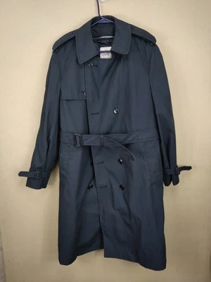 US Air Force All-Weather Coat Mens 44R Navy Trench Double Breasted Liner Belted - Image 1 of 4