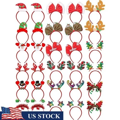 Paquete de 30 diademas de Navidad accesorios de fiesta cintas de fieltro para el cabello adultos y niños nuevas Foto 1 de 4
