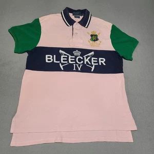 Polo Ralph Lauren Shirt Mens Medium Bleecker Rugby Crest Color block Spell out - Picture 1 of 10