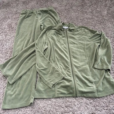Conjunto de chándal de terciopelo verde para mujer The TOG Shop chaqueta pantalones talla L vintage Foto 1 de 4