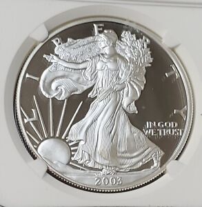 2003-W Proof Silver Eagle NGC PR70 UC Mercanti Hand Signed