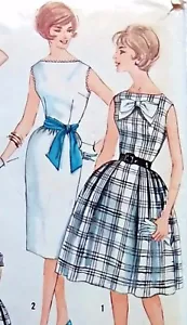 * Vestido vintage años 60 3909 Misses patrón de una pieza talla 12 busto 32" SIN CORTAR - Imagen 1 de 4