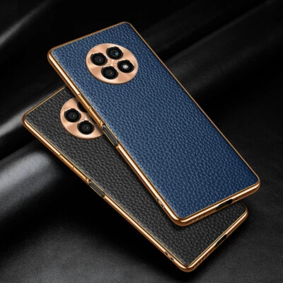 Funda protectora de parachoques con marco brillante de cuero de vaca genuino de lujo para Honor X20 Foto 1 de 4