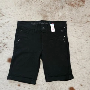 JUSTICE Premium Jeans Girls Studded Stretch Bermuda Shorts Black Size 12 1/2 NEW - Picture 1 of 11