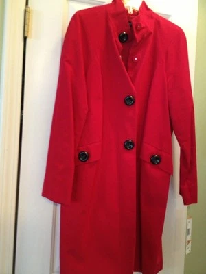 AK ANNE KLEIN GABARDINA ROJO BRILLANTE BOTONES ENORMES NUEVO CON ETIQUETAS PS, S, 2, 4 Foto 1 de 4