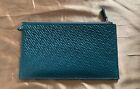 Cole Naan Embossed Leather Green Makeup Bag With Zipper (New)