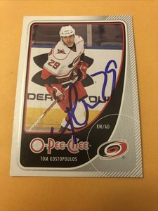 Tom Kostopoulos Signed Carolina Hurricanes Card 4