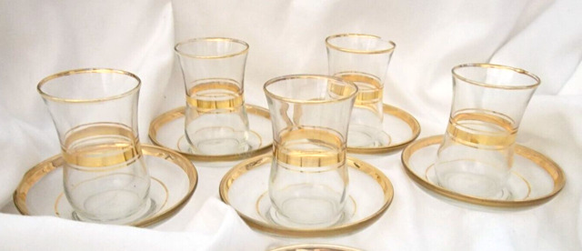 Gold Rim PersianTea Glasses/Coffee Mugs Set of 6