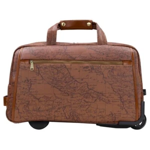 Patricia Nash Sibillini Small Trolley Bag Luggage-Riot Rust Map Print-NWT-$299.9 - Picture 1 of 4