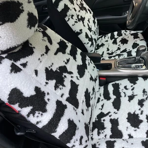 Faux Sheepskin Plush Velour Cow Design Front Car Seat Covers For Honda Element - Picture 1 of 4