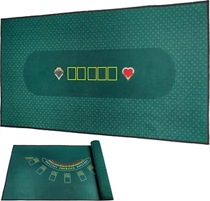 36 X 72 Inches Texas Holdem Poker Mat & Blackjack Table Top Casino Felt Professi - Picture 1 of 12