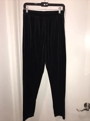 RUSS Vintage Velour Velvet Straight Leg Pull On Pants SZ M Black Women’s - Image 1 of 4